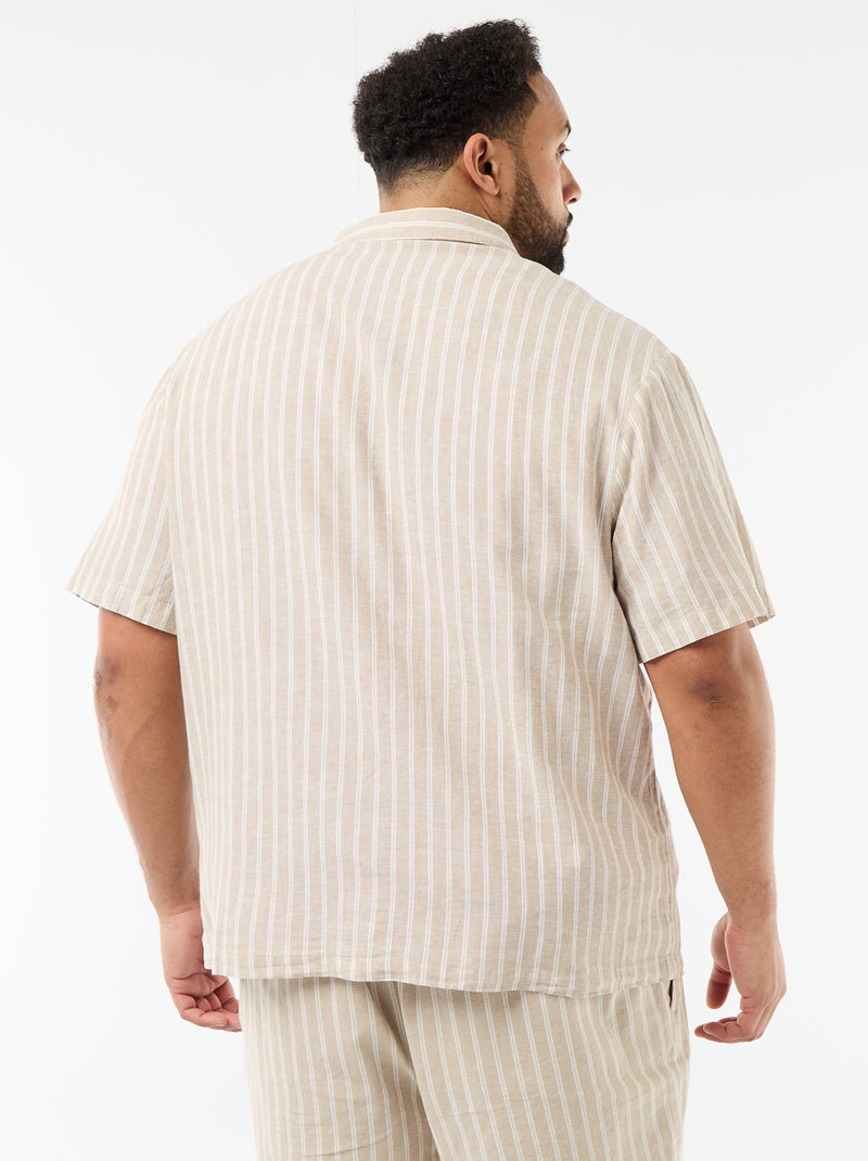Chemise en lin mélangé Beige - Kiabi