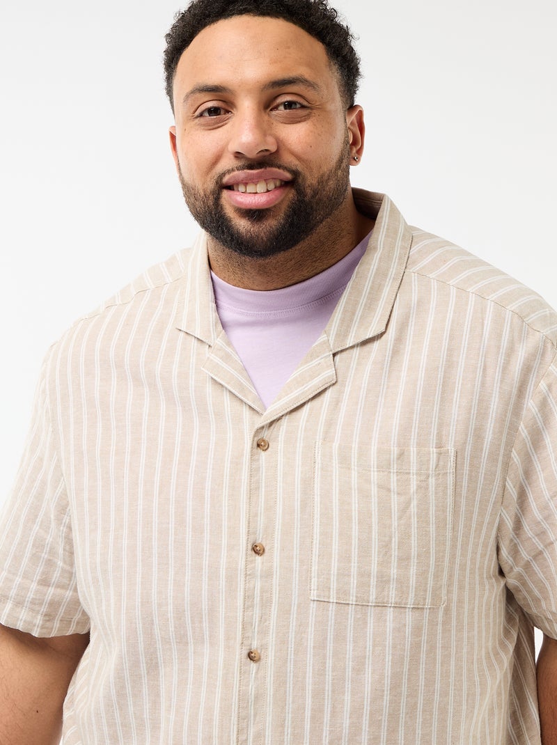 Chemise en lin mélangé Beige - Kiabi