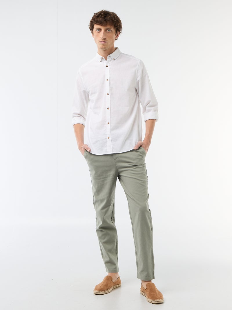 Chemise en lin mélangé Blanc - Kiabi