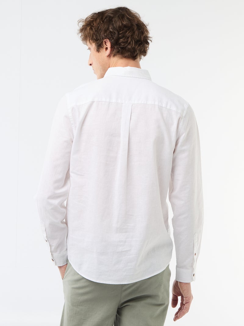 Chemise en lin mélangé Blanc - Kiabi