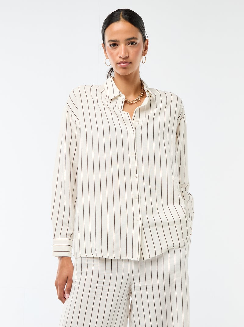 Chemise en lin mélangé Blanc - Kiabi