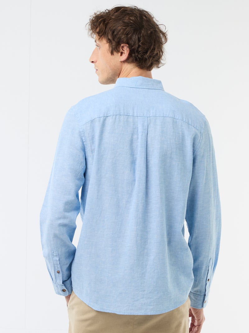 Chemise en lin mélangé Bleu ciel - Kiabi