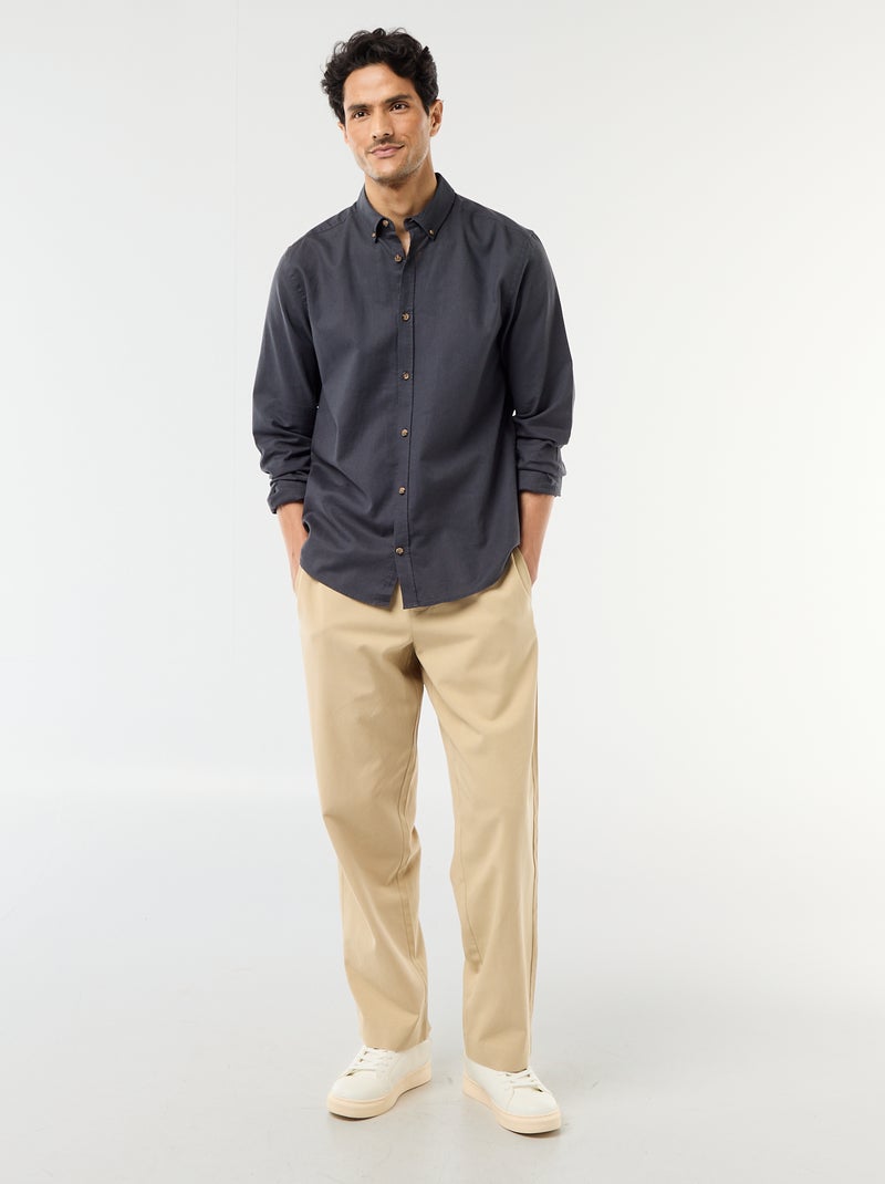 Chemise en lin mélangé Bleu foncé - Kiabi