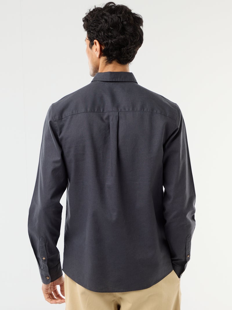 Chemise en lin mélangé Bleu foncé - Kiabi