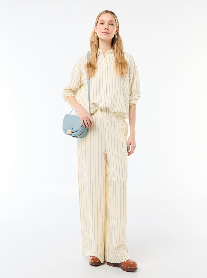 Chemise en lin mélangé Jaune - Kiabi