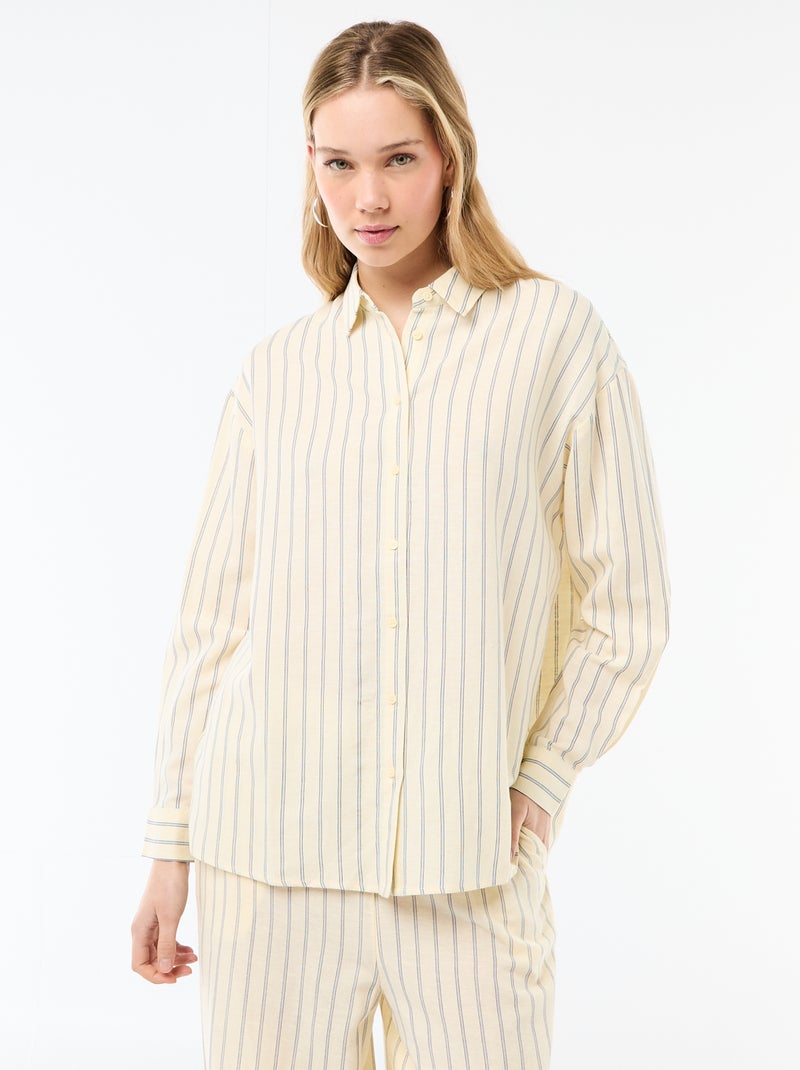 Chemise en lin mélangé Jaune - Kiabi