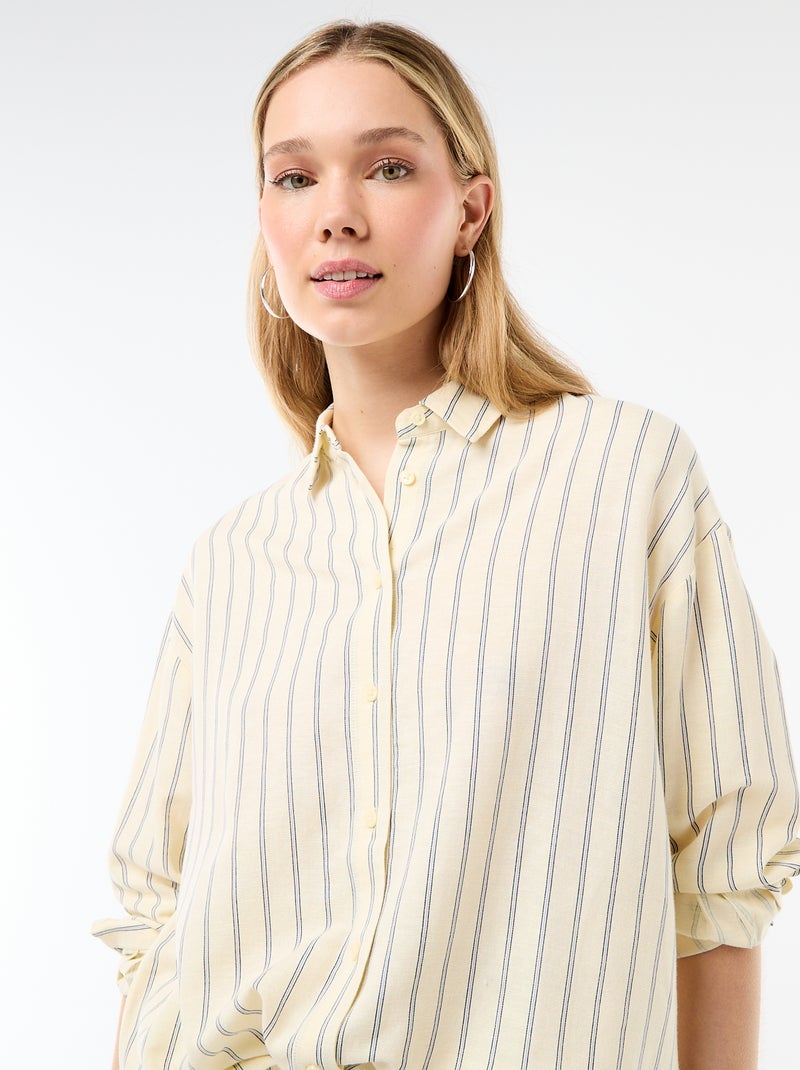 Chemise en lin mélangé Jaune - Kiabi