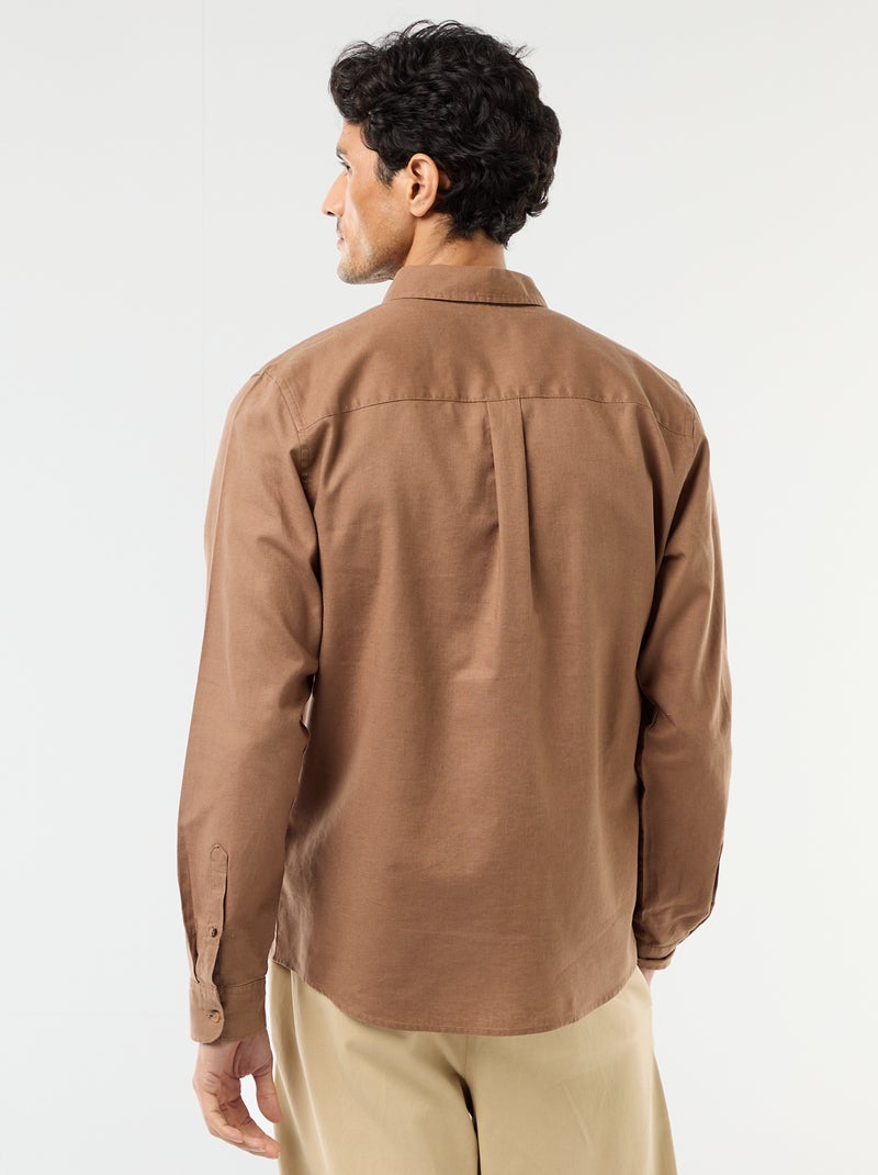 Chemise en lin mélangé Marron - Kiabi