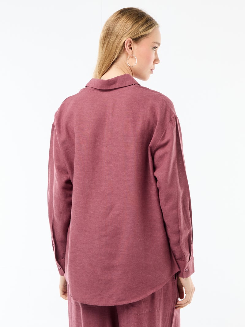 Chemise en lin mélangé Rose - Kiabi