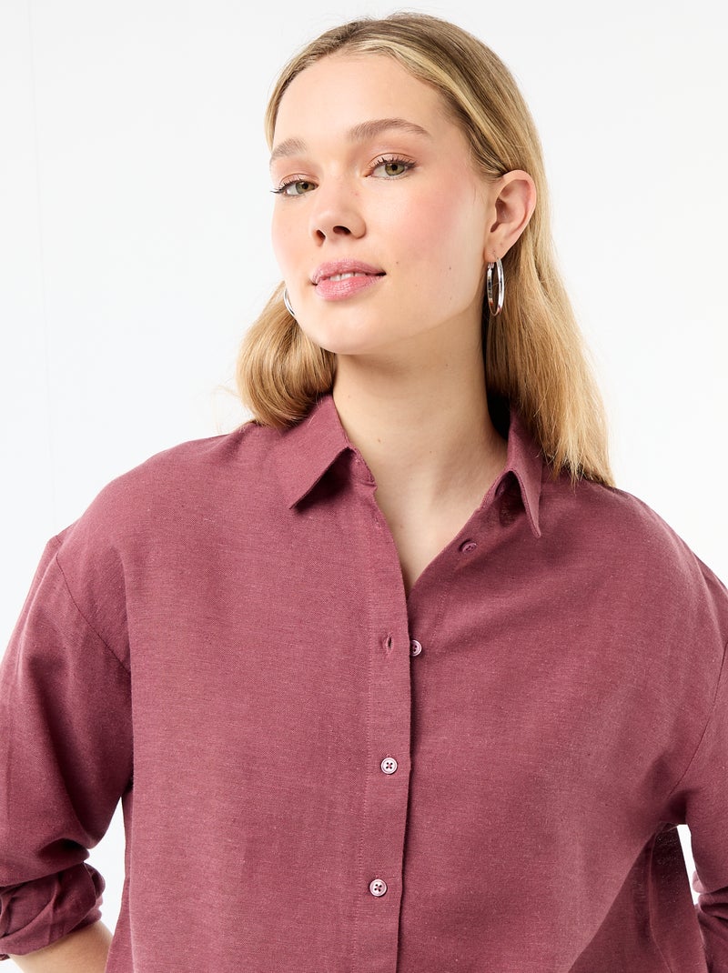 Chemise en lin mélangé Rose - Kiabi