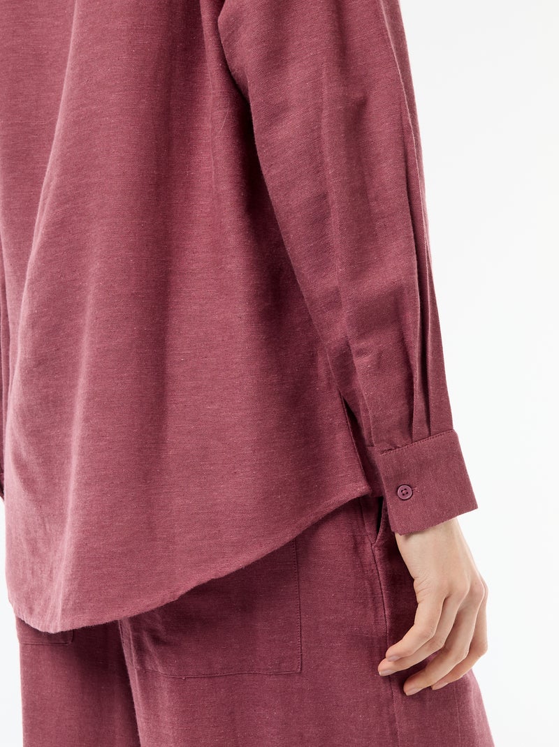 Chemise en lin mélangé Rose - Kiabi