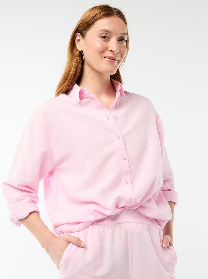 Chemise en lin mélangé Rose - Kiabi