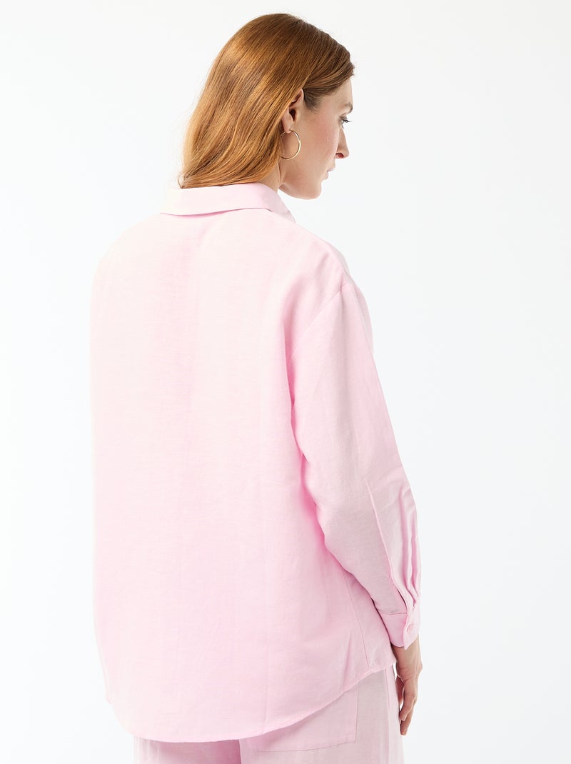 Chemise en lin mélangé Rose - Kiabi