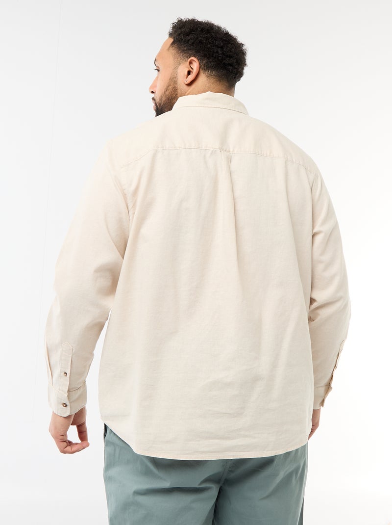 Chemise en lin mélangé unie Beige - Kiabi