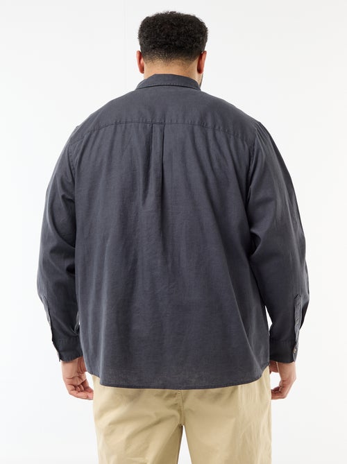 Chemise en lin mélangé unie - Kiabi