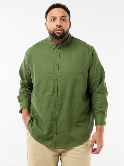 Chemise en lin mélangé unie - Kiabi