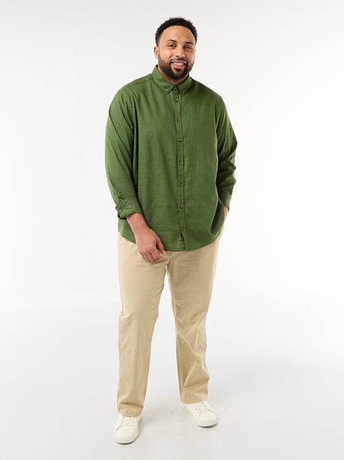Chemise en lin mélangé unie - Kiabi