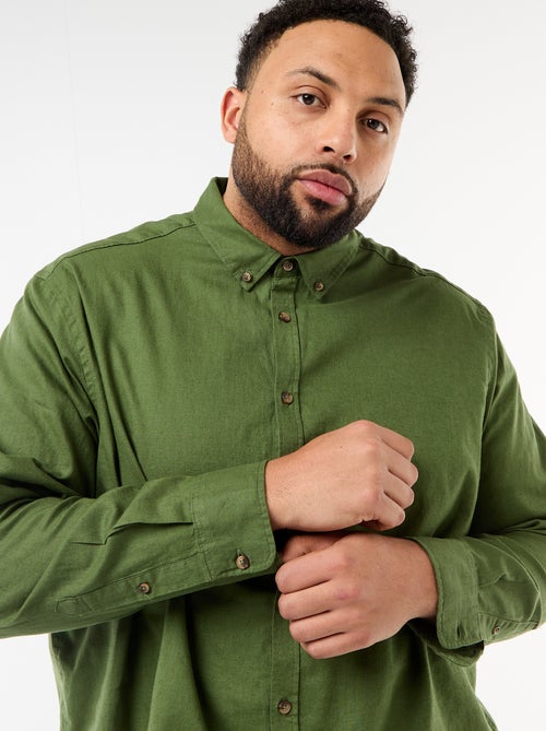 Chemise en lin mélangé unie - Kiabi