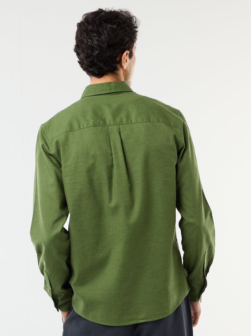 Chemise en lin mélangé Vert - Kiabi
