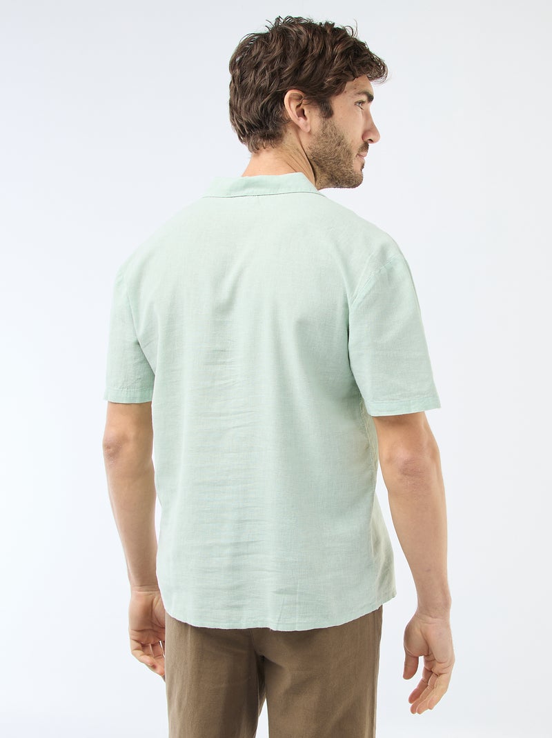 Chemise en lin mélangé Vert - Kiabi