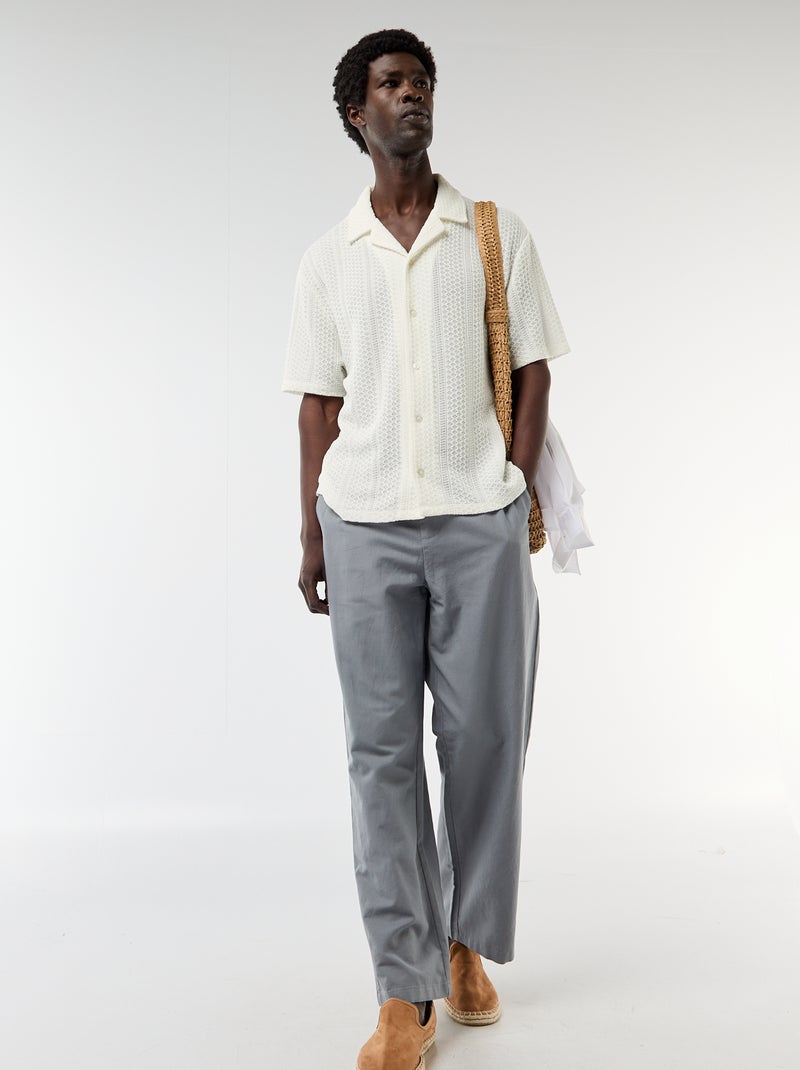 Chemise en maille ajourée et à manches courtes Blanc - Kiabi