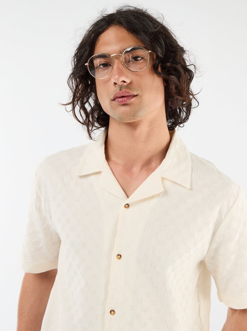 Chemise en maille fantaisie à manches courtes Blanc - Kiabi