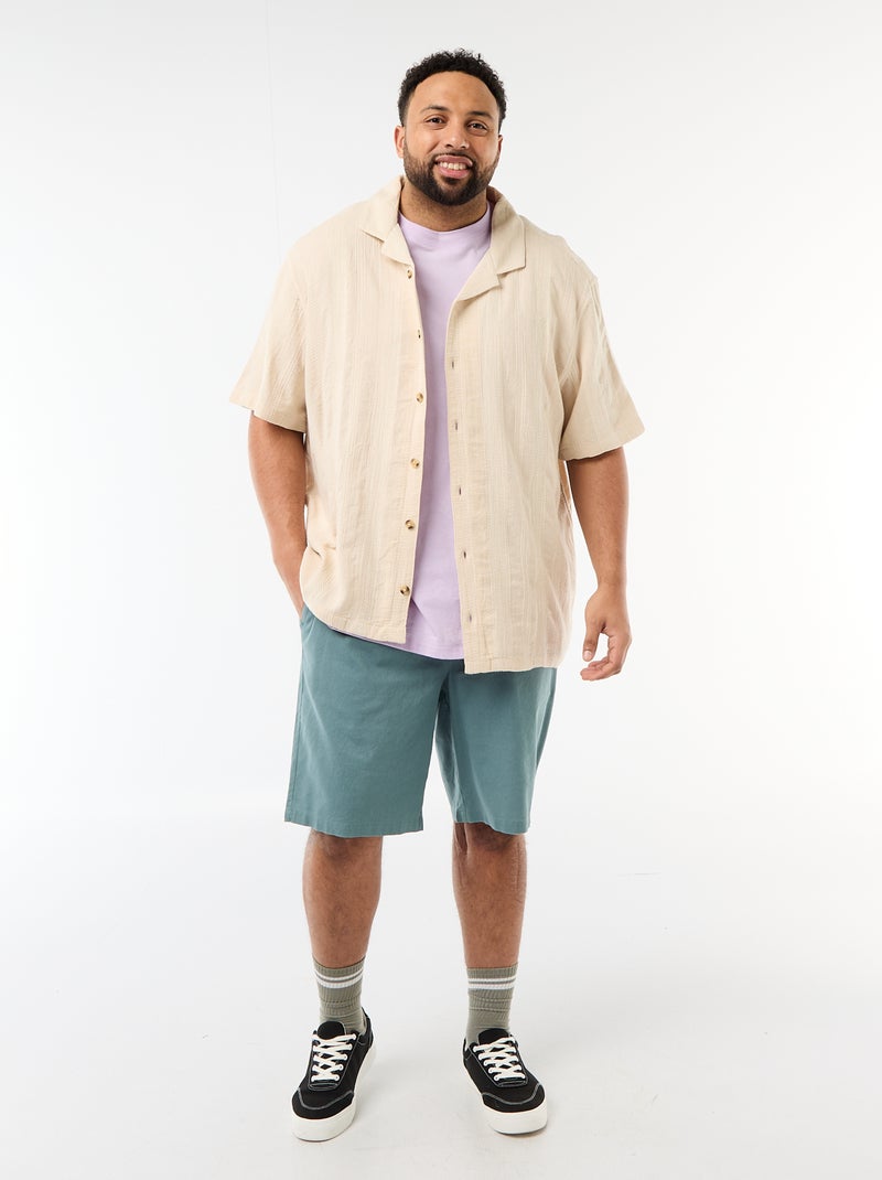 Chemise en maille fantaisie à manches courtes Blanc - Kiabi