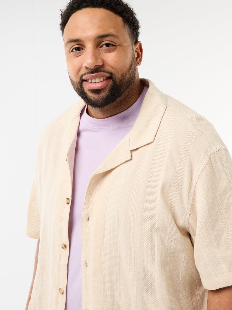 Chemise en maille fantaisie à manches courtes Blanc - Kiabi