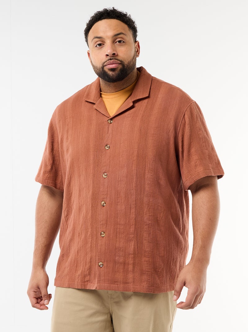 Chemise en maille fantaisie à manches courtes Marron - Kiabi