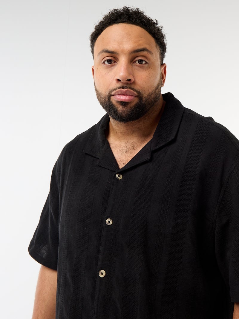 Chemise en maille fantaisie à manches courtes Noir - Kiabi