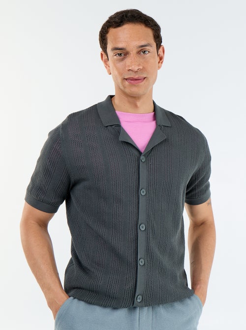 Chemise en matière ajourée à manches courtes - Kiabi