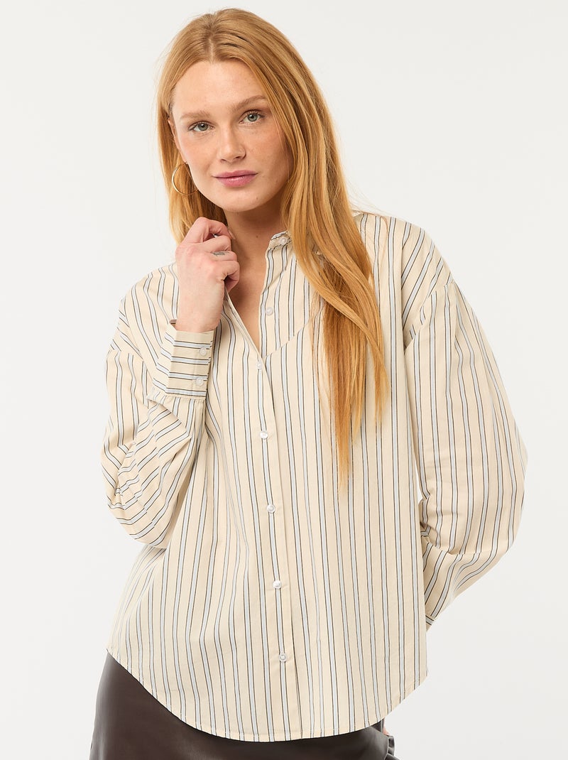 Chemise en popeline à manches longues Blanc - Kiabi