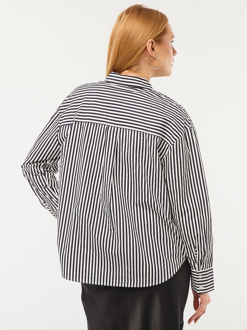 Chemise en popeline à manches longues Bleu - Kiabi