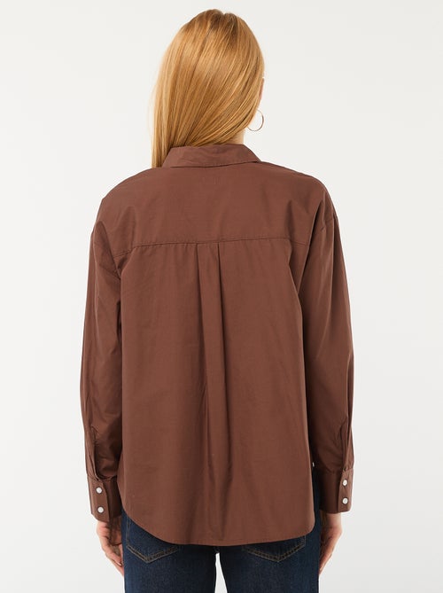 Chemise en popeline à manches longues - Kiabi