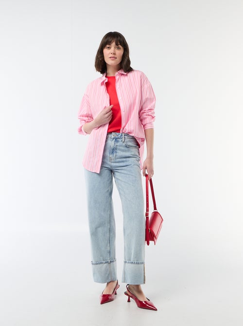 Chemise en popeline à manches longues - Kiabi