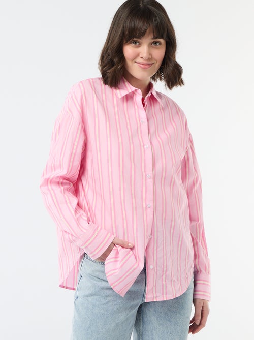 Chemise en popeline à manches longues - Kiabi