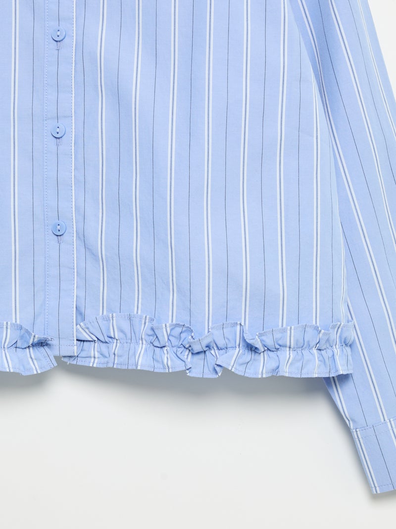 Chemise en popeline avec base volantée Bleu - Kiabi