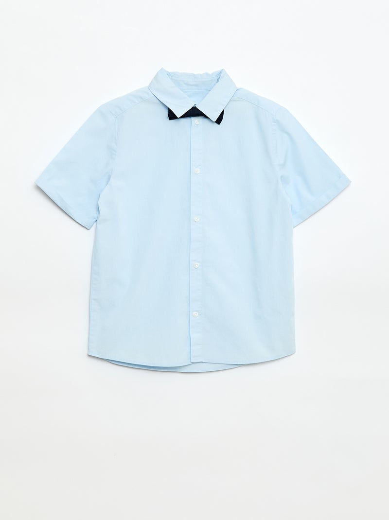 Chemise en popeline avec nœud papillon Bleu - Kiabi