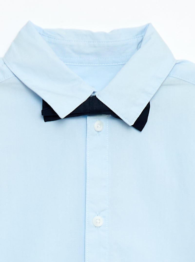 Chemise en popeline avec nœud papillon Bleu - Kiabi