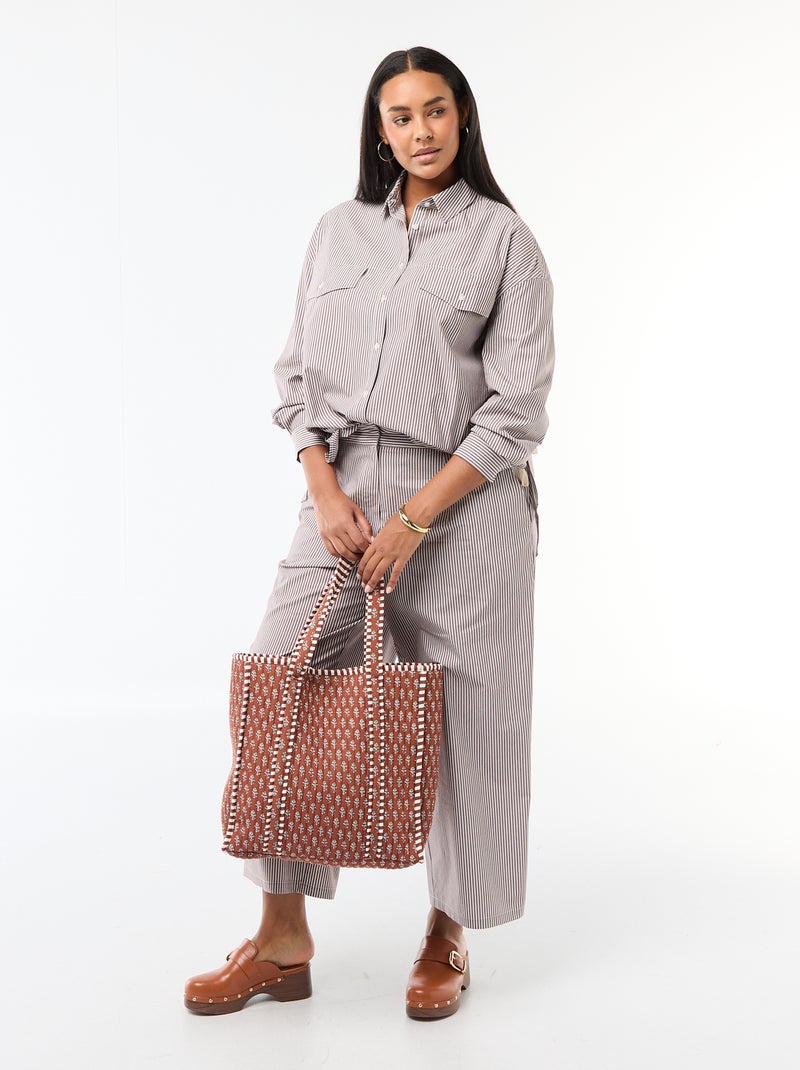 Chemise en popeline Beige - Kiabi