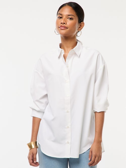 Chemise en popeline unie - Kiabi