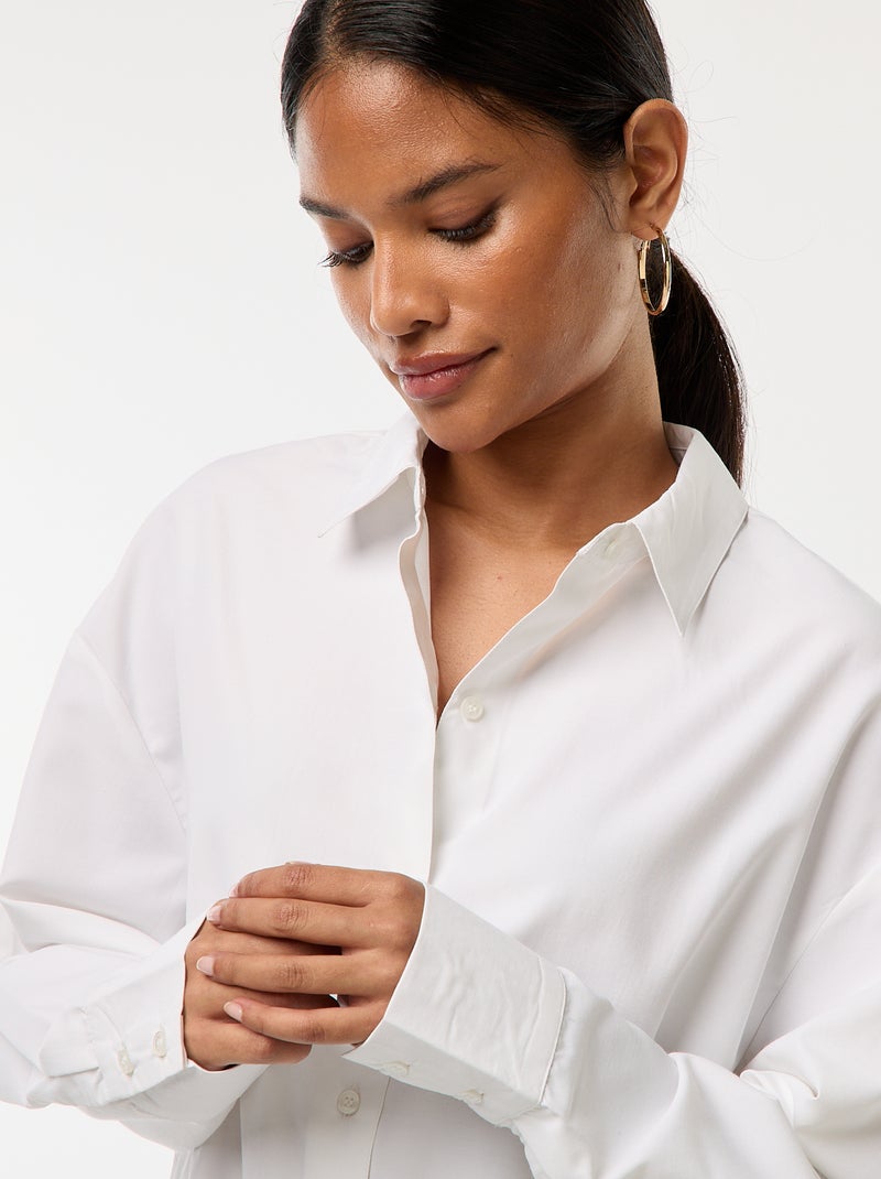 Chemise en popeline unie Blanc - Kiabi