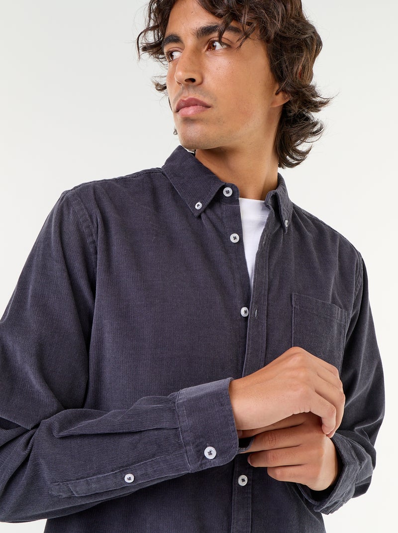 Chemise en velours côtelé Bleu - Kiabi