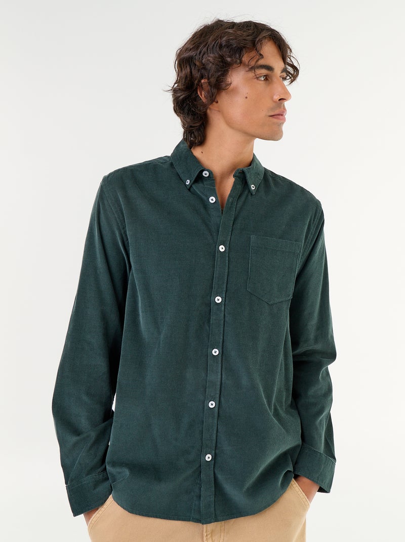 Chemise en velours côtelé Vert - Kiabi