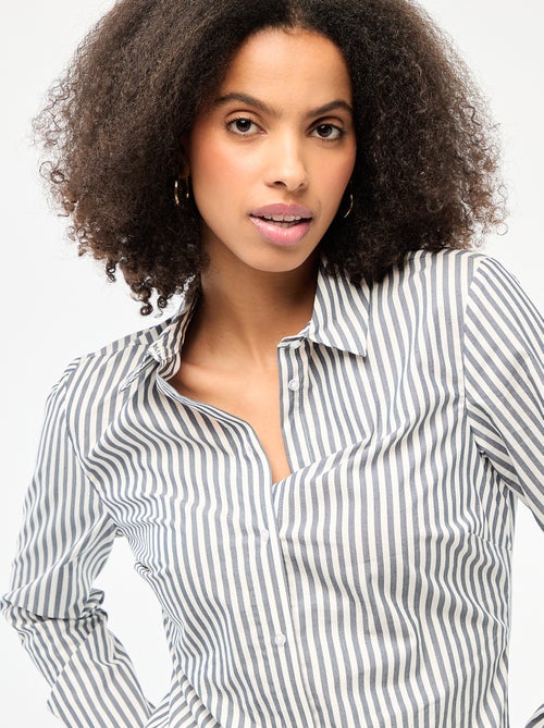 Chemise fittée col italien - Kiabi