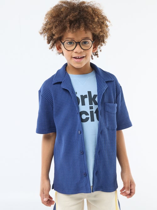 Chemise gaufrée unie - Kiabi