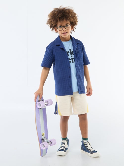 Chemise gaufrée unie - Kiabi