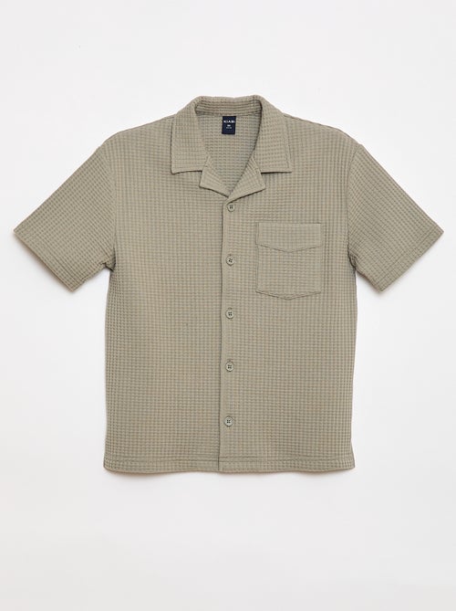 Chemise gaufrée unie - Kiabi