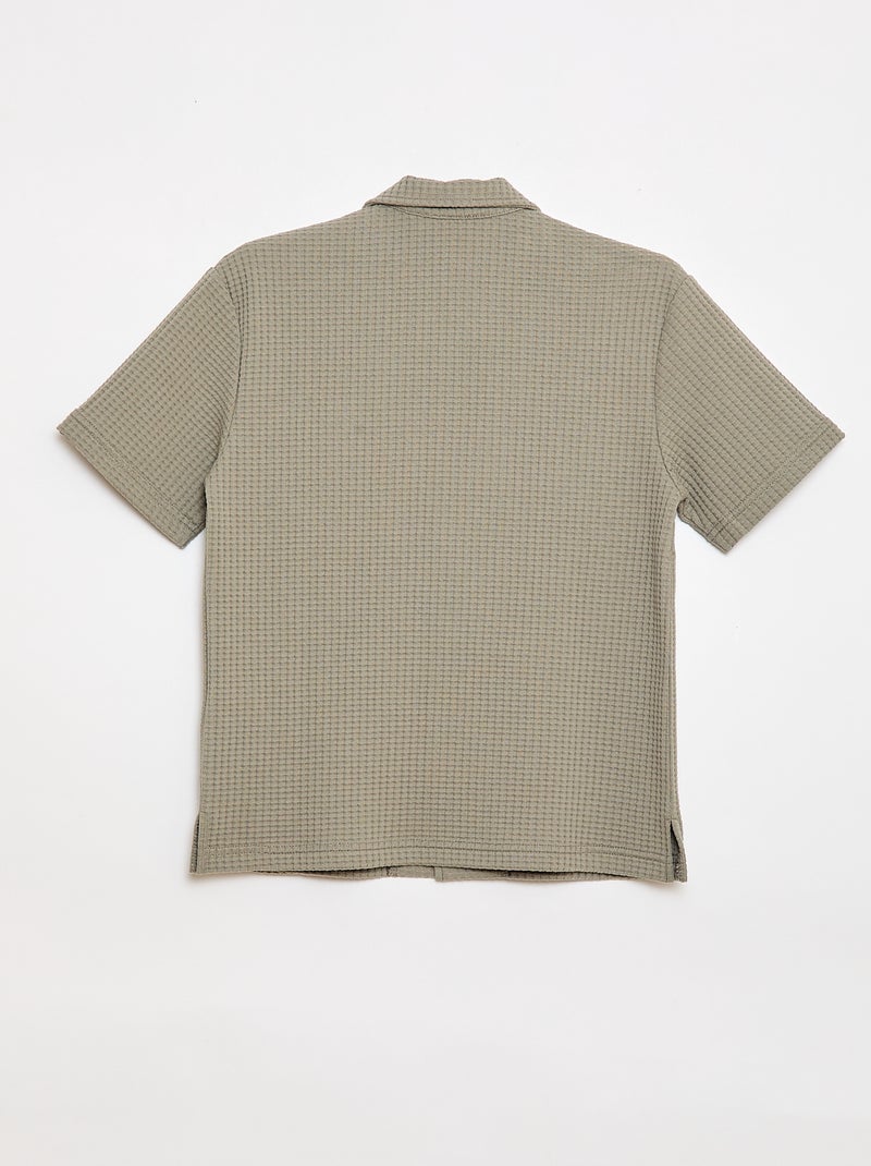 Chemise gaufrée unie Vert - Kiabi