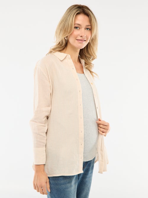 Chemise grossesse en coton rayée - Kiabi